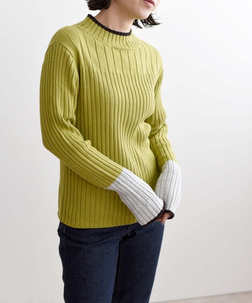 LHELBIE（レルビエ）の「WASHABLE　KNIT　配色トリミングニットトップス（ニット/セーター・レディース・アイボリー/ベージュ/ブラック/黄緑系/グレー・M）」の8枚目の写真