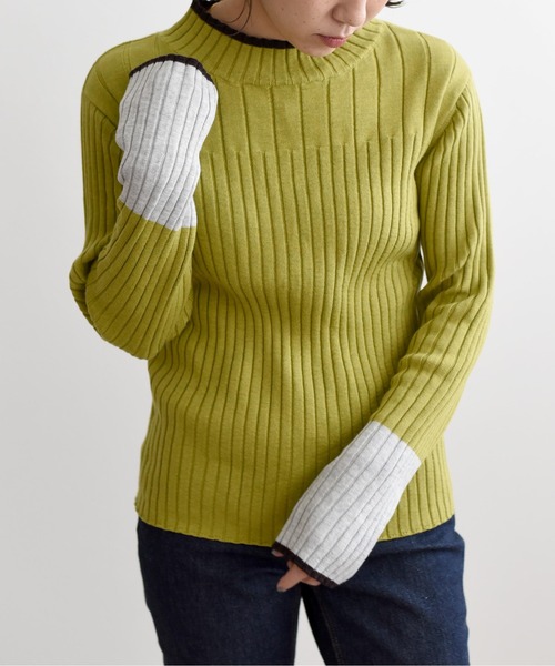 LHELBIE（レルビエ）の「WASHABLE　KNIT　配色トリミングニットトップス（ニット/セーター・レディース・アイボリー/ベージュ/ブラック/黄緑系/グレー・M）」の9枚目の写真