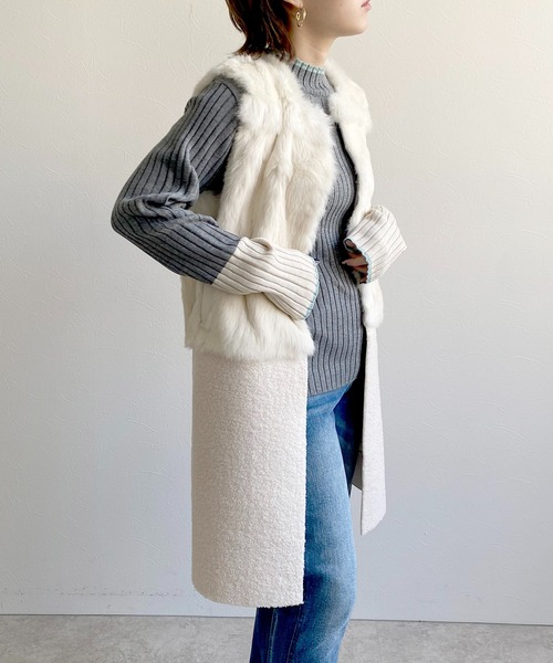 LHELBIE（レルビエ）の「WASHABLE　KNIT　配色トリミングニットトップス（ニット/セーター・レディース・アイボリー/ベージュ/ブラック/黄緑系/グレー・M）」の16枚目の写真