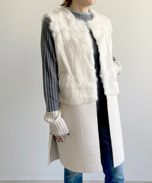 LHELBIE（レルビエ）の「WASHABLE　KNIT　配色トリミングニットトップス（ニット/セーター・レディース・アイボリー/ベージュ/ブラック/黄緑系/グレー・M）」の15枚目の写真