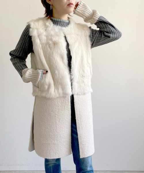 LHELBIE（レルビエ）の「WASHABLE　KNIT　配色トリミングニットトップス（ニット/セーター・レディース・アイボリー/ベージュ/ブラック/黄緑系/グレー・M）」の13枚目の写真