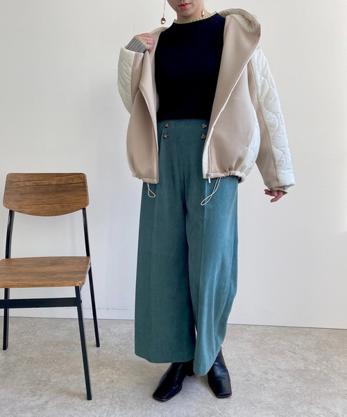 LHELBIE（レルビエ）の「WASHABLE　KNIT　配色トリミングニットトップス（ニット/セーター・レディース・アイボリー/ベージュ/ブラック/黄緑系/グレー・M）」の18枚目の写真