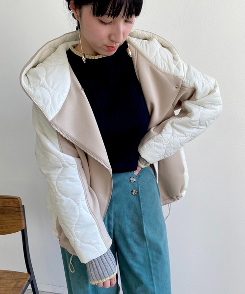 LHELBIE（レルビエ）の「WASHABLE　KNIT　配色トリミングニットトップス（ニット/セーター・レディース・アイボリー/ベージュ/ブラック/黄緑系/グレー・M）」の20枚目の写真