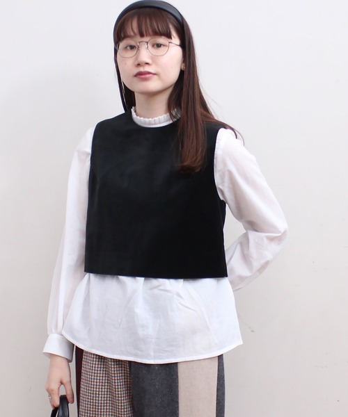 fig Ｌondon（フィグロンドン）の「解撚ﾜｯｼｬｰgill長袖BL（シャツ/ブラウス・レディース・ホワイト/ブラック・FREE）」の19枚目の写真