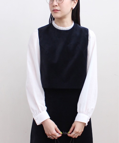 fig Ｌondon（フィグロンドン）の「解撚ﾜｯｼｬｰgill長袖BL（シャツ/ブラウス・レディース・ホワイト/ブラック・FREE）」の8枚目の写真