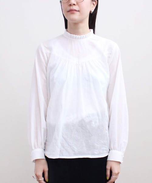 fig Ｌondon（フィグロンドン）の「解撚ﾜｯｼｬｰgill長袖BL（シャツ/ブラウス・レディース・ホワイト/ブラック・FREE）」の6枚目の写真