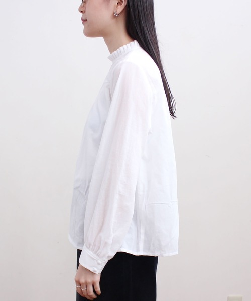 fig Ｌondon（フィグロンドン）の「解撚ﾜｯｼｬｰgill長袖BL（シャツ/ブラウス・レディース・ホワイト/ブラック・FREE）」の21枚目の写真