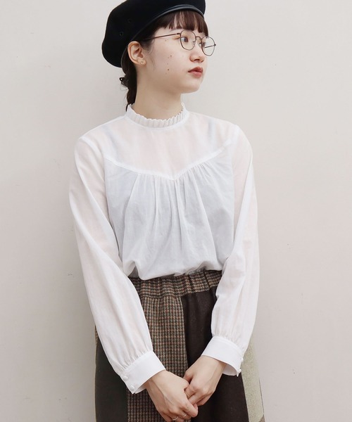 fig Ｌondon（フィグロンドン）の「解撚ﾜｯｼｬｰgill長袖BL（シャツ/ブラウス・レディース・ホワイト/ブラック・FREE）」の14枚目の写真