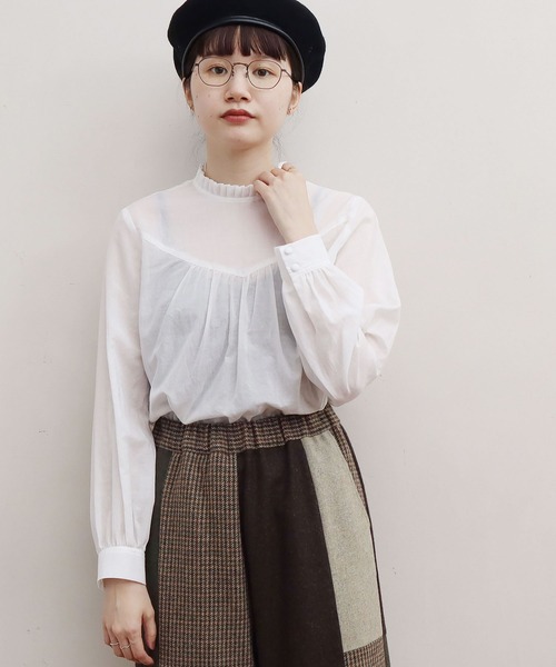fig Ｌondon（フィグロンドン）の「解撚ﾜｯｼｬｰgill長袖BL（シャツ/ブラウス・レディース・ホワイト/ブラック・FREE）」の11枚目の写真