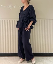 SNIDEL HOME（スナイデルホーム）の「【エニワイズモイスト】ガーゼハイウエストロングパンツ（ルームウェア/パジャマ）」