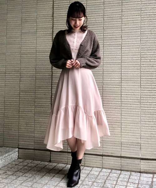 31 Sons de mode(トランテアン ソン ドゥ モード)の「ミニシャギーカーディガン(カーディガン/ボレロ・レディース・オフホワイト/グリーン/モカ・36)」の14枚目の写真