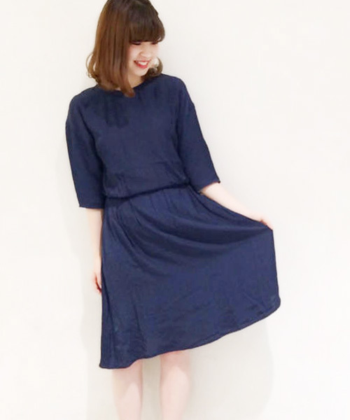 Kastane(カスタネ)の「【Kastane】デザインギャザーワンピース(ワンピース・レディース・ピンク/ネイビー・FREE)」の2枚目の写真