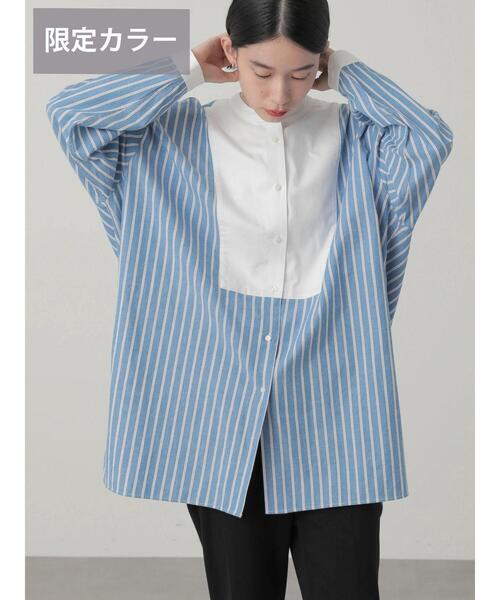 AMERICAN HOLIC（アメリカンホリック）の「スタンドカラービエラチュニック（シャツ/ブラウス・レディース・オフホワイト/ストライプ/ブラウン/グリーン/ブルー・M/L）」の17枚目の写真