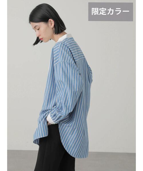 AMERICAN HOLIC（アメリカンホリック）の「スタンドカラービエラチュニック（シャツ/ブラウス・レディース・オフホワイト/ストライプ/ブラウン/グリーン/ブルー・M/L）」の18枚目の写真