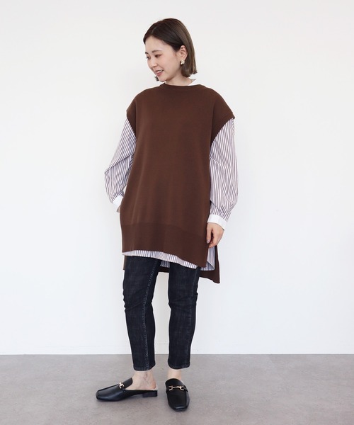 AMERICAN HOLIC（アメリカンホリック）の「スタンドカラービエラチュニック（シャツ/ブラウス・レディース・オフホワイト/ストライプ/ブラウン/グリーン/ブルー・M/L）」の7枚目の写真