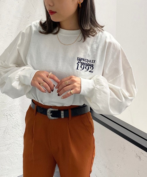 apres jour mignon(アプレジュールミニョン)の「アソートデザインロンT【ZOZOTOWN限定アイテム】(Tシャツ/カットソー・レディース・その他/ブラック/ベージュ系その他2/ホワイト系その他/ベージュ系その他/グリーン/オフホワイト/ブラック系その他/ナチュラル/ネイビー・フリー/X-LARGE)」の3枚目の写真