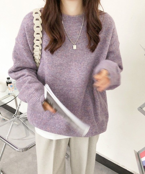 MAISON DE THERESE(メゾン ド テレーズ)の「クルーネックセーター(ニット/セーター・レディース・ライトブラウン/ベージュ/パープル/ネイビー・MEDIUM)」の1枚目の写真