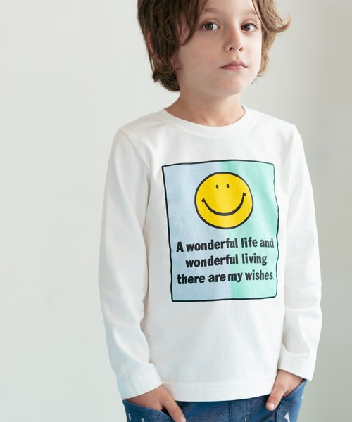 LB CLUB(エルビークラブ)の「天竺スマイルTシャツ(Tシャツ/カットソー・キッズ・ホワイト/ネイビー/グレー・90/100/110/120/80/130)」の2枚目の写真