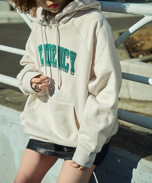 PUBLUX（パブリュクス）の「▽【PUBLUX/パブリュクス】 サガラ刺繍フーディースウェットパーカー（パーカー・レディース・アイボリー/スミクロ/グレー/グリーン・ﾌﾘ-）」の10枚目の写真