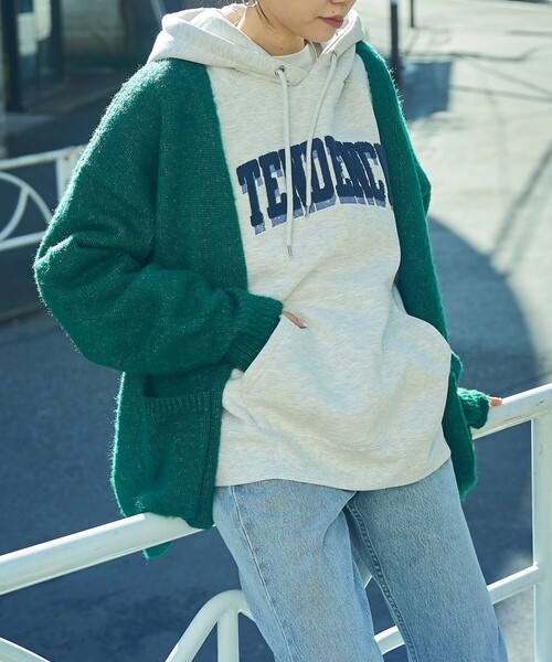 PUBLUX（パブリュクス）の「▽【PUBLUX/パブリュクス】 サガラ刺繍フーディースウェットパーカー（パーカー・レディース・アイボリー/スミクロ/グレー/グリーン・ﾌﾘ-）」の15枚目の写真