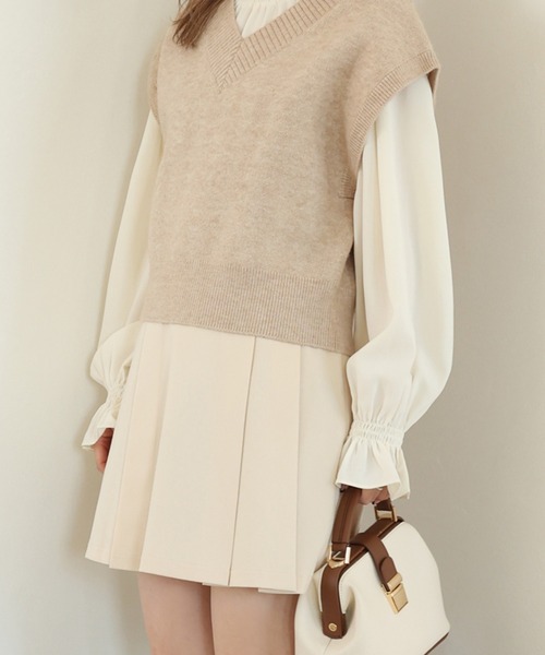 one after another NICE CLAUP（ワンアフターアナザーナイスクラップ）の「新色入荷　ボックスプリーツミニスカート（スカート・レディース・アイボリー/ブラック/モカ/ベージュ系その他/ブルー/ベージュ/その他1・FREE）」の3枚目の写真