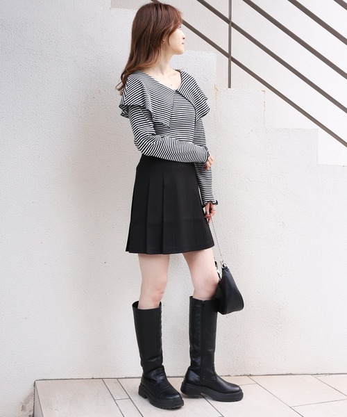 one after another NICE CLAUP（ワンアフターアナザーナイスクラップ）の「新色入荷　ボックスプリーツミニスカート（スカート・レディース・アイボリー/ブラック/モカ/ベージュ系その他/ブルー/ベージュ/その他1・FREE）」の10枚目の写真