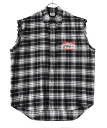 VETEMENTS | VETEMENTS / ヴェトモン：MY NAME IS VETEMENTS SLEEVELESS FLANNEL SHIRT：UE52SH280[RIP](ベスト)