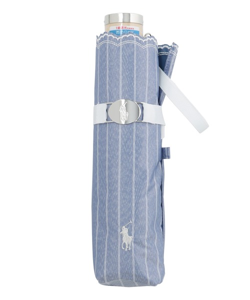 POLO RALPH LAUREN(ポロ ラルフ ローレン)の「遮光 晴雨兼用折りたたみ日傘 ”ストライプ×スカラ刺繍”(折りたたみ傘・レディース・オフホワイト/ラベンダー/ダークブルー/ブルー系その他/ベージュ/カーキ・FREE)」の5枚目の写真