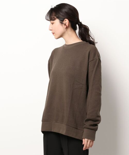 Bling Leads(ブリングリーズ)の「【Bl】【Bling Leads】ワッフル クルーネックカットソー(Tシャツ/カットソー・レディース・モカ/ブラック/グレイッシュベージュ・LARGE/MEDIUM/X-LARGE)」の1枚目の写真