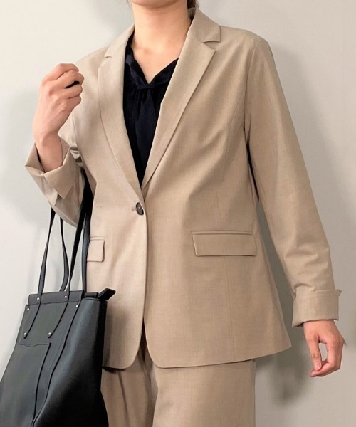 fleur by mint breeze(フルールバイミントブリーズ)の「【M~5L 大きいサイズ】ロング テーラードジャケット(テーラードジャケット・レディース・ベージュ/ネイビー・LL/3L/4L/5L/L/M)」の14枚目の写真