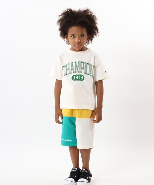 Champion（チャンピオン）の「【Champion/チャンピオン】キッズ キャンパス ショートスリーブTシャツ（Tシャツ/カットソー・キッズ・オレンジ/ネイビー/ライトグリーン/オフホワイト・100/120/130/110/140）」の2枚目の写真
