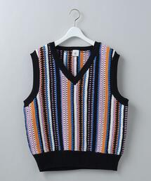 6（ロク）の「＜6(ROKU)＞MULTI STRIPE KAGIBARI VEST/ベスト（ベスト