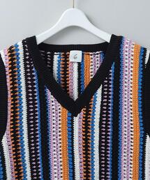 6（ロク）の「＜6(ROKU)＞MULTI STRIPE KAGIBARI VEST/ベスト（ベスト