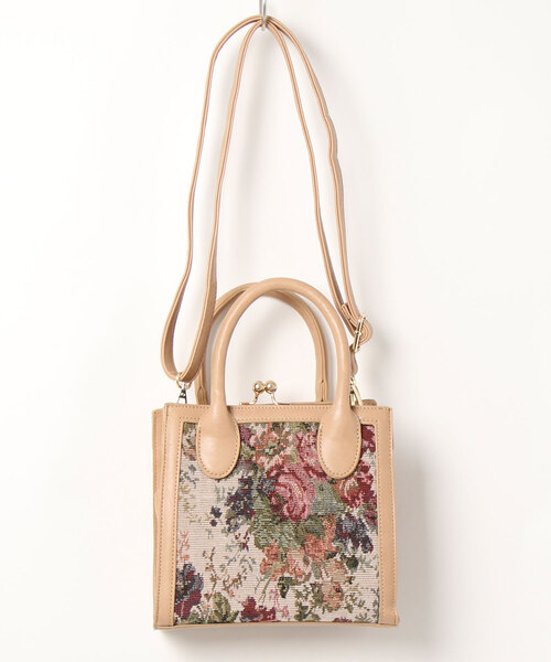 axes femme（アクシーズファム）の「ゴブラン柄がま口ＢＡＧ（ショルダーバッグ・レディース・ベージュ/グリーン・MEDIUM）」の3枚目の写真