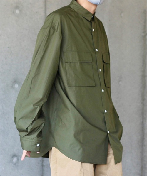 y/m by れぽすけ(イムバイレポスケ)の「BIGポケットワイドCPOシャツ(シャツ/ブラウス・メンズ・ホワイト/カーキ・MEDIUM/LARGE)」の9枚目の写真