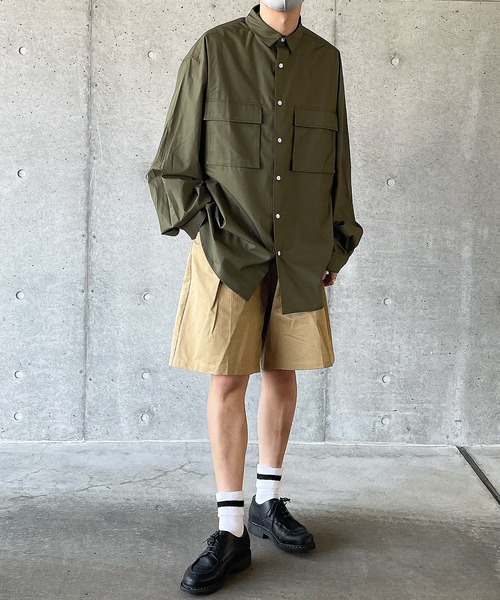y/m by れぽすけ(イムバイレポスケ)の「BIGポケットワイドCPOシャツ(シャツ/ブラウス・メンズ・ホワイト/カーキ・MEDIUM/LARGE)」の18枚目の写真