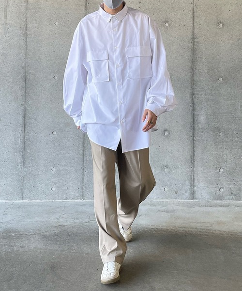 y/m by れぽすけ(イムバイレポスケ)の「BIGポケットワイドCPOシャツ(シャツ/ブラウス・メンズ・ホワイト/カーキ・MEDIUM/LARGE)」の17枚目の写真