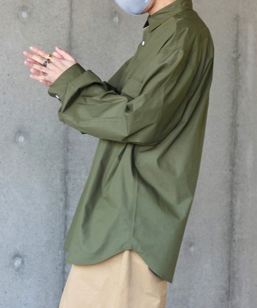 y/m by れぽすけ(イムバイレポスケ)の「BIGポケットワイドCPOシャツ(シャツ/ブラウス・メンズ・ホワイト/カーキ・MEDIUM/LARGE)」の6枚目の写真