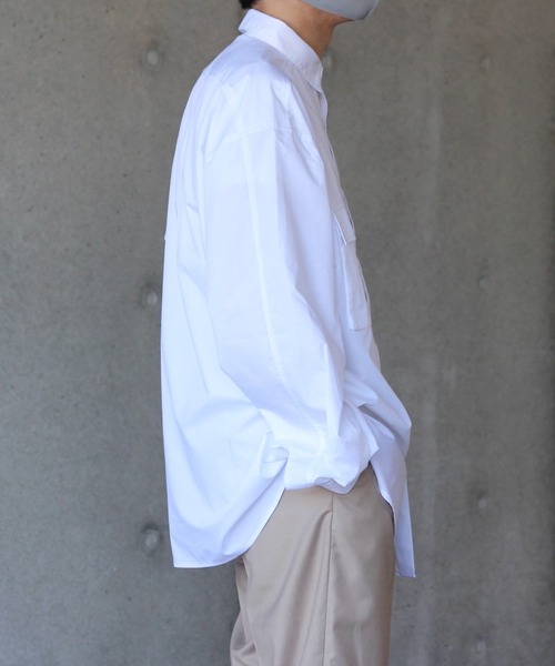 y/m by れぽすけ(イムバイレポスケ)の「BIGポケットワイドCPOシャツ(シャツ/ブラウス・メンズ・ホワイト/カーキ・MEDIUM/LARGE)」の5枚目の写真