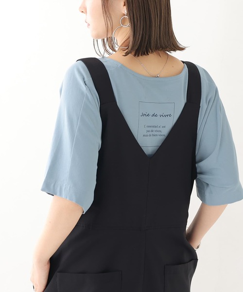 n'OrLABEL（ノアールレーベル）の「【廃盤】『ワンポイントロゴプリントTシャツ』（Tシャツ/カットソー・レディース・ブラック/グレイッシュブルー/ピンクベージュ/オフホワイト・FREE）」の3枚目の写真