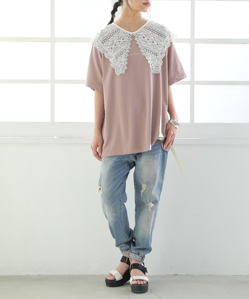 n'OrLABEL（ノアールレーベル）の「【廃盤】『ワンポイントロゴプリントTシャツ』（Tシャツ/カットソー・レディース・ブラック/グレイッシュブルー/ピンクベージュ/オフホワイト・FREE）」の12枚目の写真