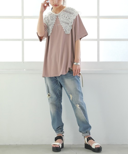 n'OrLABEL（ノアールレーベル）の「【廃盤】『ワンポイントロゴプリントTシャツ』（Tシャツ/カットソー・レディース・ブラック/グレイッシュブルー/ピンクベージュ/オフホワイト・FREE）」の13枚目の写真