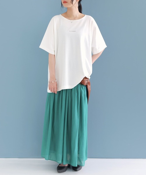 n'OrLABEL（ノアールレーベル）の「【廃盤】『ワンポイントロゴプリントTシャツ』（Tシャツ/カットソー・レディース・ブラック/グレイッシュブルー/ピンクベージュ/オフホワイト・FREE）」の6枚目の写真