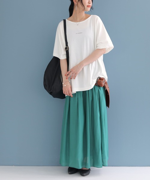 n'OrLABEL（ノアールレーベル）の「【廃盤】『ワンポイントロゴプリントTシャツ』（Tシャツ/カットソー・レディース・ブラック/グレイッシュブルー/ピンクベージュ/オフホワイト・FREE）」の9枚目の写真