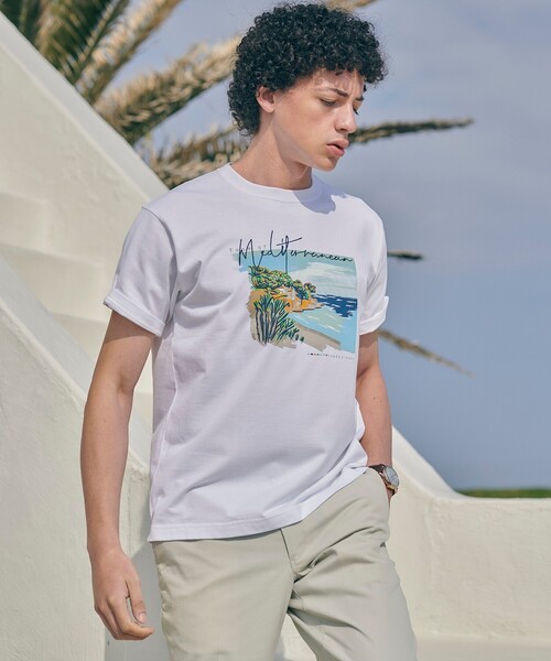 TAKEO KIKUCHI（タケオキクチ）の「◆【Made in JAPAN / Sサイズ～】アートプリント Tシャツ（Tシャツ/カットソー・メンズ・ライトベージュ/ホワイト/ダークネイビー/ネイビー/ホワイト系/ベージュ・01/04/02/03）」の21枚目の写真