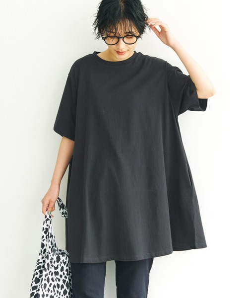 coca(coca)(コカ)の「ポケット付き半袖チュニック(チュニック・レディース・ホワイト/ブラック/オレンジ・ONE SIZE)」の3枚目の写真