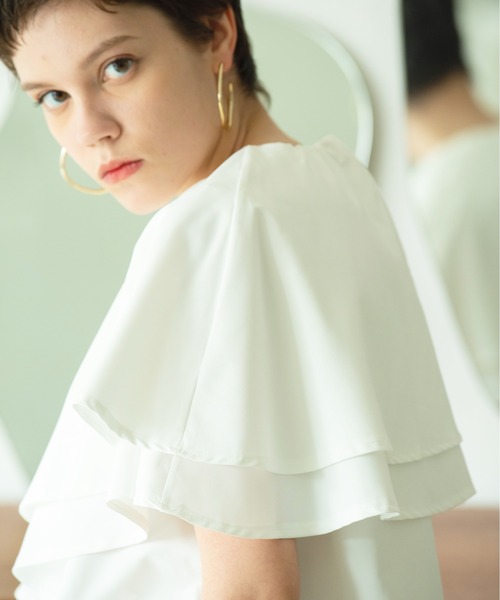 HANNE（アン）の「フリルカラーチュニックブラウス（シャツ/ブラウス・レディース・ホワイト/ブラック/ブルー・フリー）」の8枚目の写真