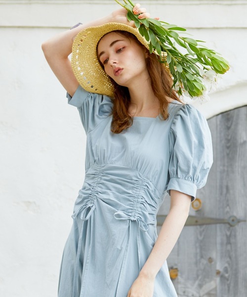 archives（アルシーヴ）の「ウエストドロストワンピース（ワンピース・レディース・ブラック/オレンジ/ブルー・MEDIUM）」の3枚目の写真