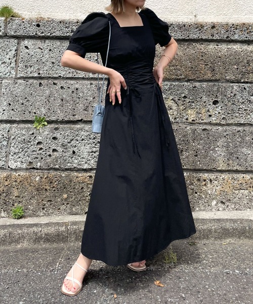 archives（アルシーヴ）の「ウエストドロストワンピース（ワンピース・レディース・ブラック/オレンジ/ブルー・MEDIUM）」の2枚目の写真