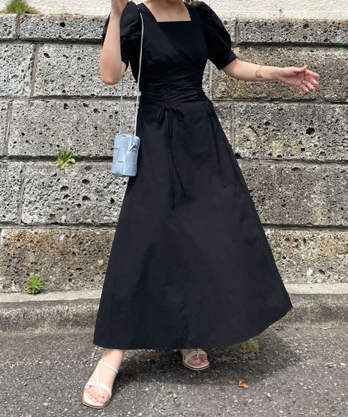 archives（アルシーヴ）の「ウエストドロストワンピース（ワンピース・レディース・ブラック/オレンジ/ブルー・MEDIUM）」の16枚目の写真